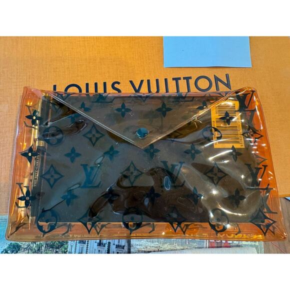 Louis Vuitton Pouch Pochette 4 school Pencil Case Monogram Embossed PVC Rare NEW - Picture 3 of 9